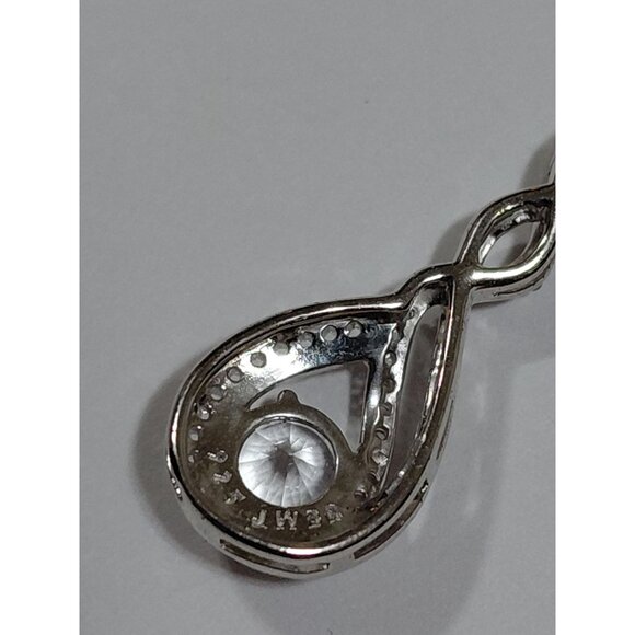 Sterling Silver Lab White Sapphire Teardrop Pendant With Twisted Design 2.2g 1" - Picture 4 of 7